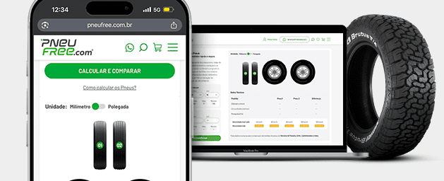 Calculadora de pneus Pneufree.com: troque o tamanho do seu pneu sem errar